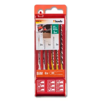 KWB 625620 puslelehekomplekt süsinikterasest ja kiirterasest, 6 tk