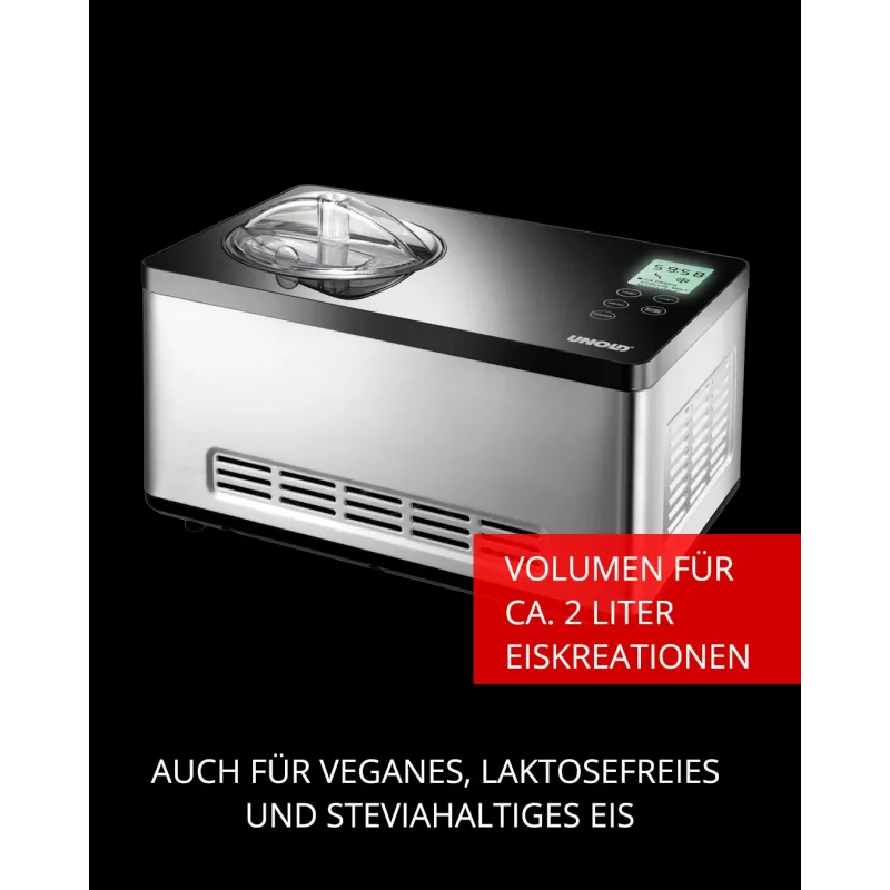 Unold 48845 jäätisemasin Kompressor-jäätisemasin 2 L 180 W Must, Roostevaba teras
