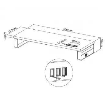 Equip 650881 Lauamonitori alus USB-ga