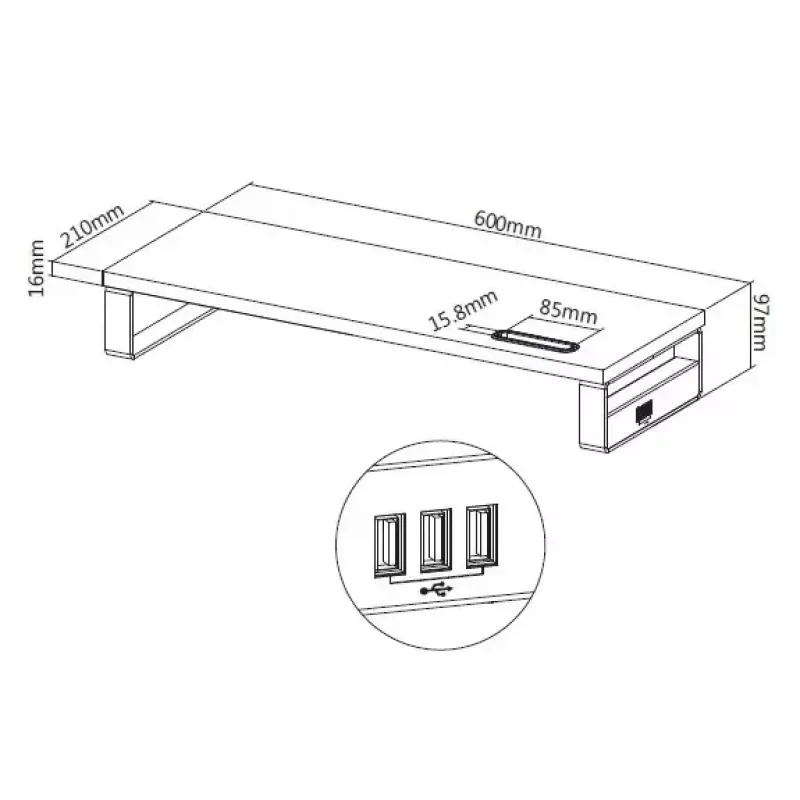 Equip 650881 Lauamonitori alus USB-ga