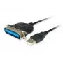 Equip USB-parallel adapterkaabel, must, USB A, Centronics 36, 60 g, 1 tk, 175 mm