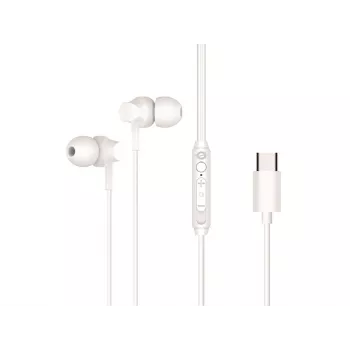 Juhtmega kõrvasisene peakomplekt CONCEPTRONIC BRENDAN03W — USB-C, 20–20000 Hz, 1,2 m kaabel, valge