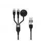 USB A kuni 2× USB-C 3-ühes kiirlaadimisandmekaabel Conceptronic ETTA08B15 — 1,5 m, USB 2.0, 5 A, Apple Watchi laadija, 100 W E‑Mark