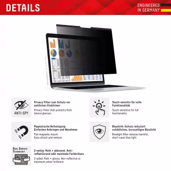Displex PRIVACY SAFE magnetiline kahesuunaline privaatsusfilter sülearvutile 14 inch (16:10)
