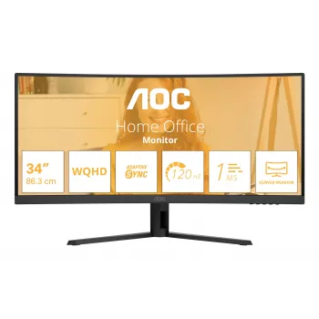 AOC B3 CU34B3E arvutimonitor 86,4 cm (34 tolli) 3440 x 1440 pikslit Wide Quad HD LED Must