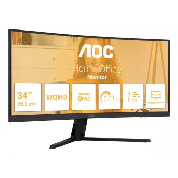 AOC B3 CU34B3E arvutimonitor 86,4 cm (34 tolli) 3440 x 1440 pikslit Wide Quad HD LED Must