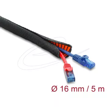 Kaablikaitseümbris isesulguv kahekihiline DELOCK 5 m × 16 mm, must