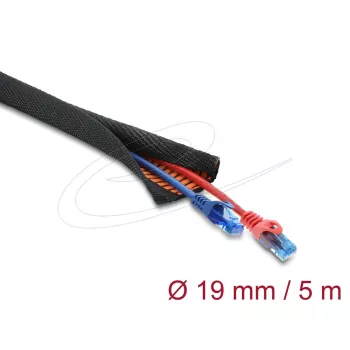 DELOCK kaablikaitseümbr isesulguv kahekihiline 5 m x 19 mm must