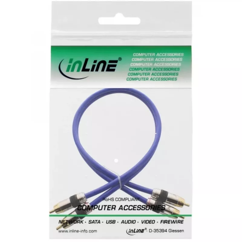 InLine Premium RCA Audio kaabel 2x RCA male / male kullatud 2m