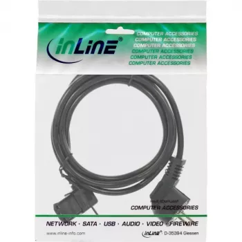 InLine toitekaabel, CEE 7/7 nurga all / 3-kontaktiline IEC C13 vasakule nurga all, must, 1,8 m