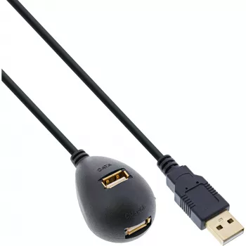 InLine USB 2.0 kaabel, tüüp A isane / emane, alusega, must, 2 m