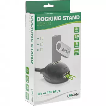 InLine USB 2.0 kaabel, tüüp A isane / emane, alusega, must, 2 m