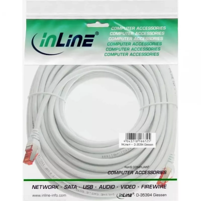 InLine paigalduskaabel S/FTP PiMF Cat.6 250MHz PVC vask valge 30m