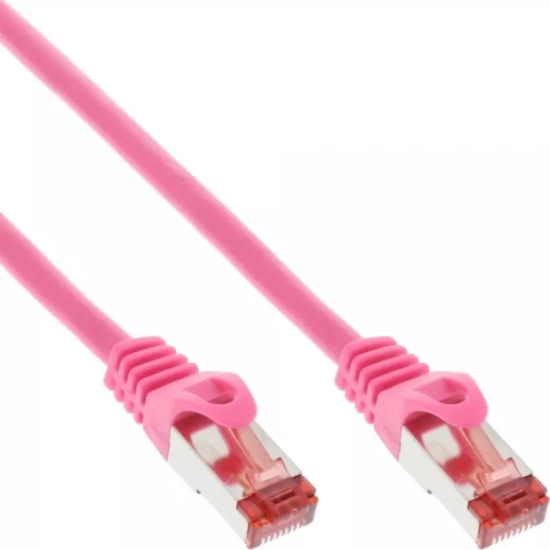 InLine Patchkaabel S/FTP PiMF Cat.6 250MHz PVC vask roosa 0,25m