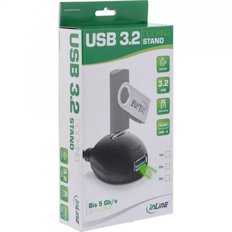 InLine USB 3.2 Gen.1 kaabel USB Type A M / A F + toide, alusega, must, 2m