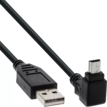 InLine USB Type A isane / Mini 5pin isane üles nurga all 90°, must, 0,5 m