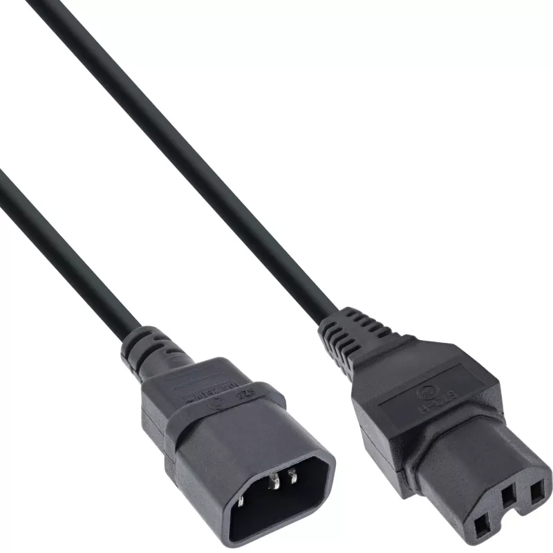 InLine toitekaabli pikendus kuumataluv ühendusega IEC-C15/IEC-C14 otse, 1m