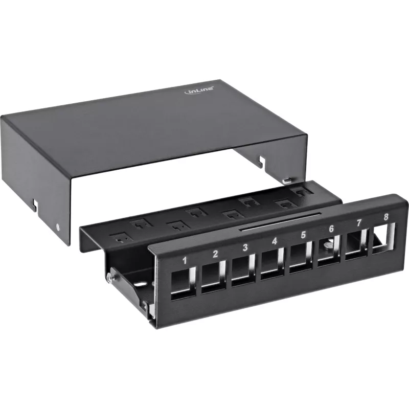 InLine lauakonsooli koondpunktikarp 8x Keystone RJ45, metall, must RAL9005