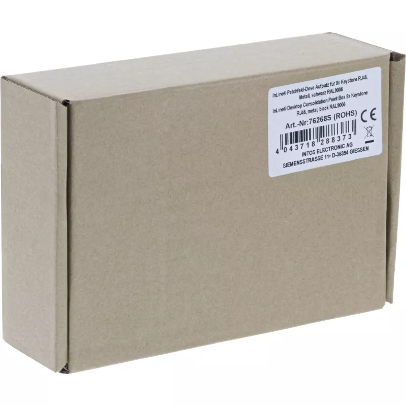 InLine lauakonsooli koondpunktikarp 8x Keystone RJ45, metall, must RAL9005