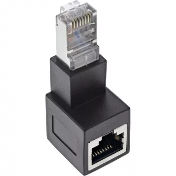 InLine plaastrijuhtme adapter Cat.6A, RJ45 isane / emane, 90° allapoole nurga all