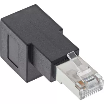 InLine plaastrijuhtme adapter Cat.6A, RJ45 isane / emane, 90° allapoole nurga all