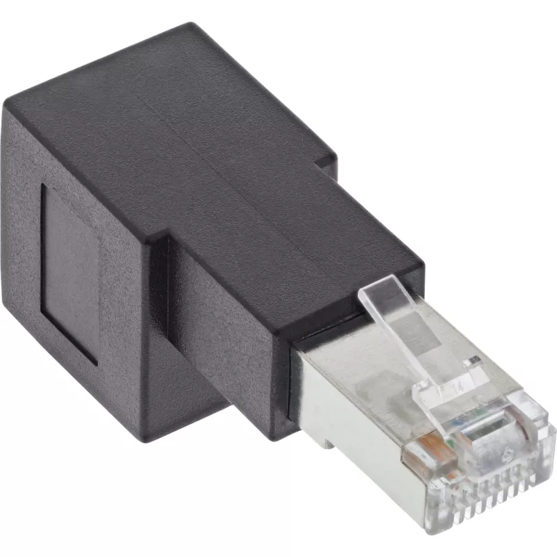 InLine plaastrijuhtme adapter Cat.6A, RJ45 isane / emane, 90° allapoole nurga all