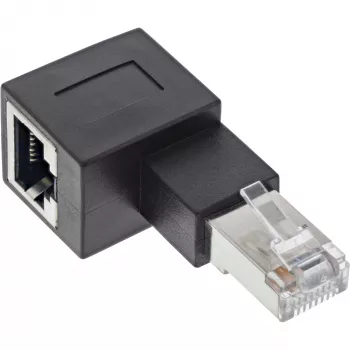 InLine parandusjuhtme adapter Cat.6A, RJ45 isane / emane, nurga all 90° vasakule