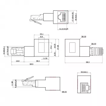 InLine parandusjuhtme adapter Cat.6A, RJ45 isane / emane, nurga all 90° vasakule