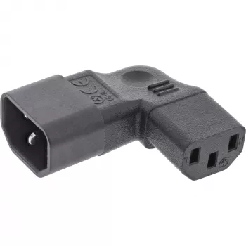 InLine toiteadapter IEC 60320 C14/C13, vasak-/parempoolne nurk, 3-kontaktiline IEC seade