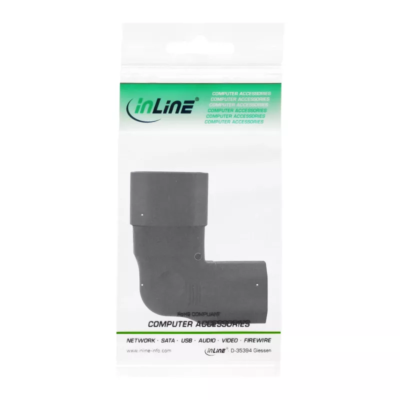 InLine toiteadapter IEC 60320 C14/C13, vasak-/parempoolne nurk, 3-kontaktiline IEC seade