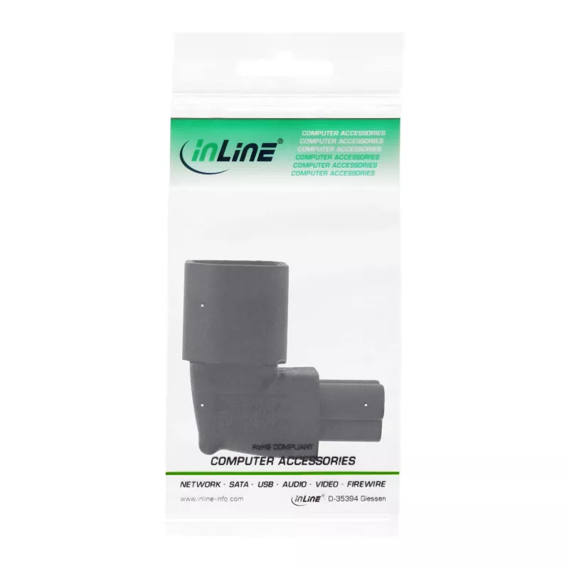 InLine toiteadapter IEC 60320 C14 / C5, üles/alla nurga all, 3-kontaktiline IEC-seade