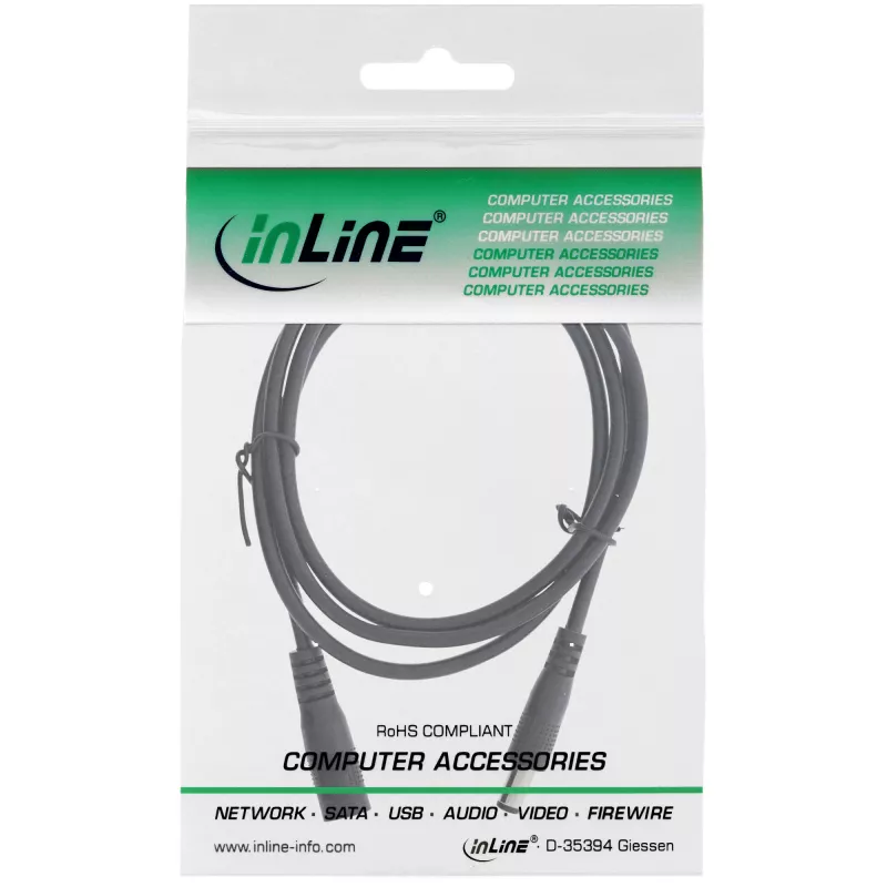 InLine DC pikenduskaabel, DC pistik isane/emane 5.5x2.1mm, must, 2m