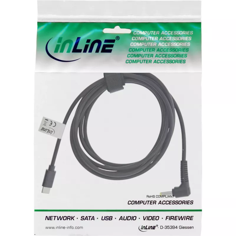 InLine USB-C BenQ/ASUS sülearvuti laadimiskaabel (ümmargune/väike), 2 m