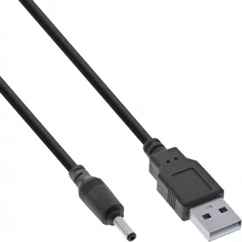 InLine USB alalisvoolu toiteadapteri kaabel, USB A-pistik pistik DC 3,5x1,35mm pesasse 3m