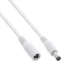 InLine alalisvoolu pikenduskaabel, DC isane/emane 5,5x2,1 mm, AWG 18, valge, 3 m