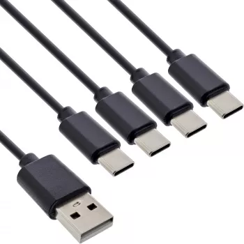 InLine USB 4in1 Y-laadimiskaabel, 1x USB-A isane 4x USB-C isasele, must 2m