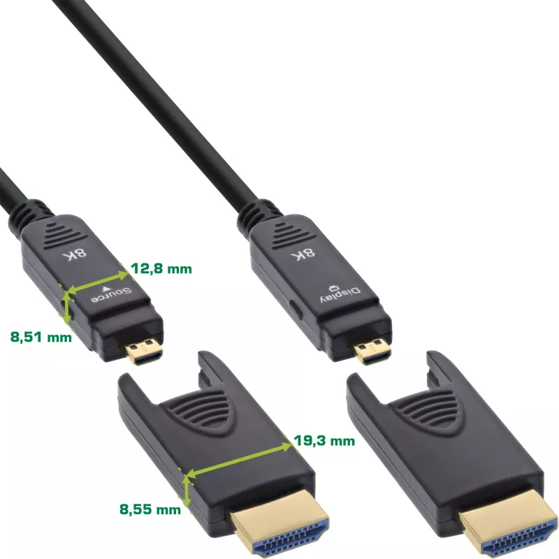 InLine HDMI AOC kaabel, ülikiire HDMI, 8K4K, eemaldatav pistik, 20m