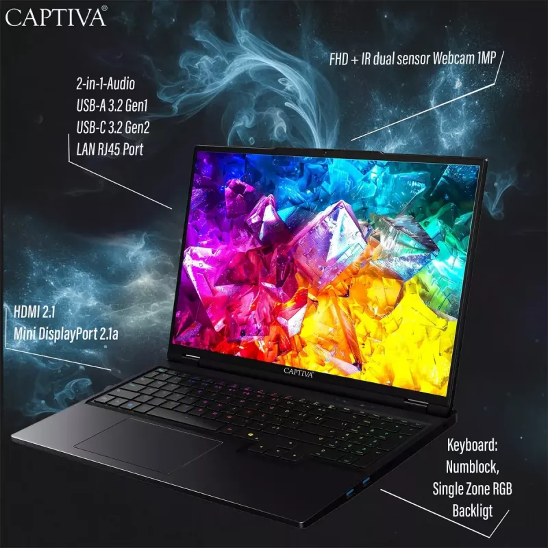 Sülearvuti CAPTIVA 92279 16 tolli AMD Ryzen 9 32 GB SSD Windows 11 Pro