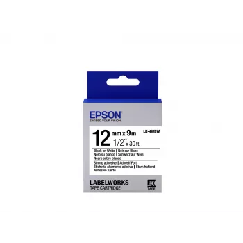 Epson Label Cartridge Strong Adhesive LK-4WBW Must/Valge 12mm (9m)