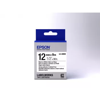 Epson Label Cartridge Strong Adhesive LK-4WBW Must/Valge 12mm (9m)