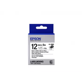 Epson Label Cartridge Iron on LK-4WBQ Must/Valge 12mm (5m)