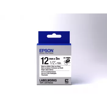 Epson Label Cartridge Iron on LK-4WBQ Must/Valge 12mm (5m)