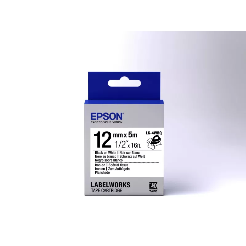 Epson Label Cartridge Iron on LK-4WBQ Must/Valge 12mm (5m)