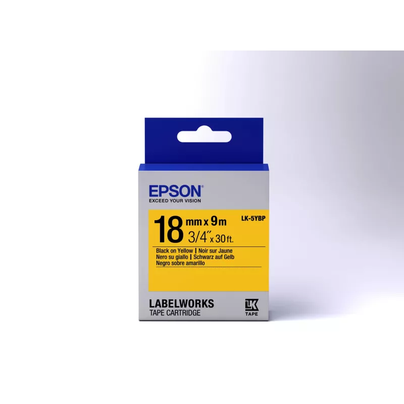 Epson Label Cartridge Pastel LK-5YBP Must/Kollane 18mm (9m)
