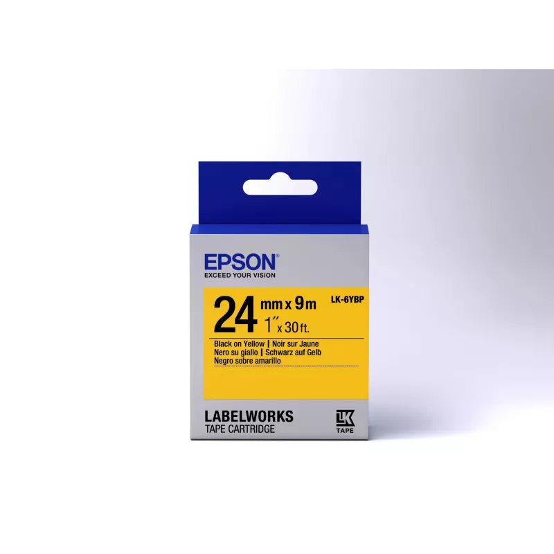 Epson Label Cartridge Pastel LK-6YBP Must/kollane 24mm (9m)