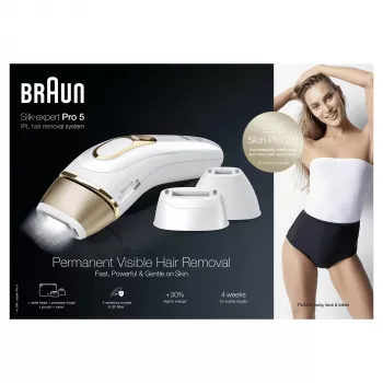 Braun Silk-expert Pro 5 PL5243 intensiivimpulssvalgus (IPL) Kuldne, Valge