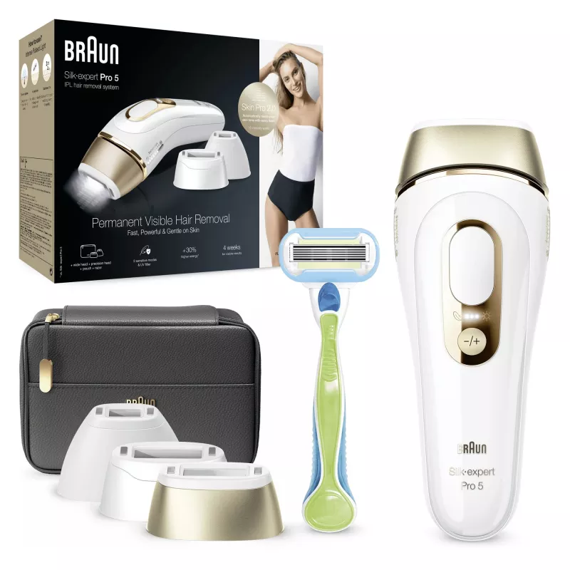 Braun Silk-expert Pro 5 PL5243 intensiivimpulssvalgus (IPL) Kuldne, Valge