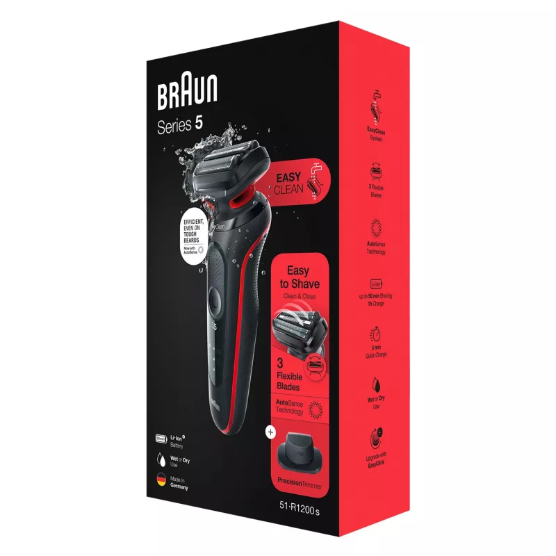Braun Series 5 51-R1200S meeste pardel Fooliumpardel Trimmer Must, Punane