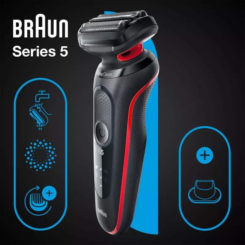 Braun Series 5 51-R1200S meeste pardel Fooliumpardel Trimmer Must, Punane