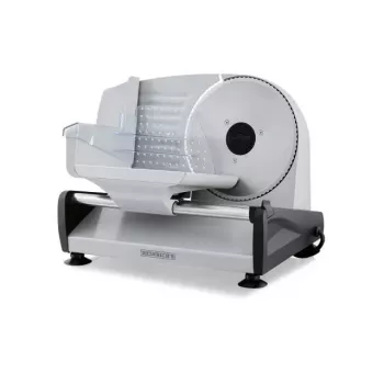 Elektriline toidulõikur HEINRICH'S HMA 8704 — kompaktne metallkorpus, 200 W, 1–15 mm viilupaksus, Ø roostevabast terasest tera